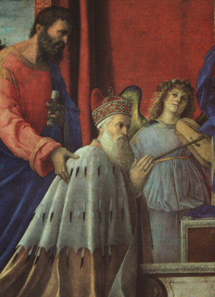 Giovanni Bellini The Doge Barbarigo, St John and Musician Angels (Detail)